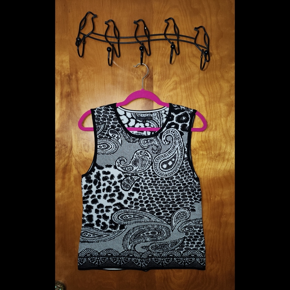 Preston & York Black and White Paisley Sweater Vest